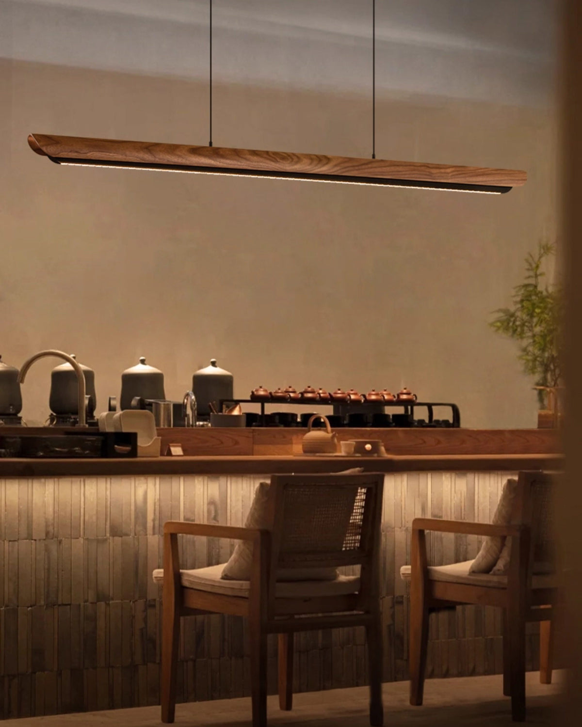 WOMO Walnut Moon watching Linear Pendant Light - WM3289
