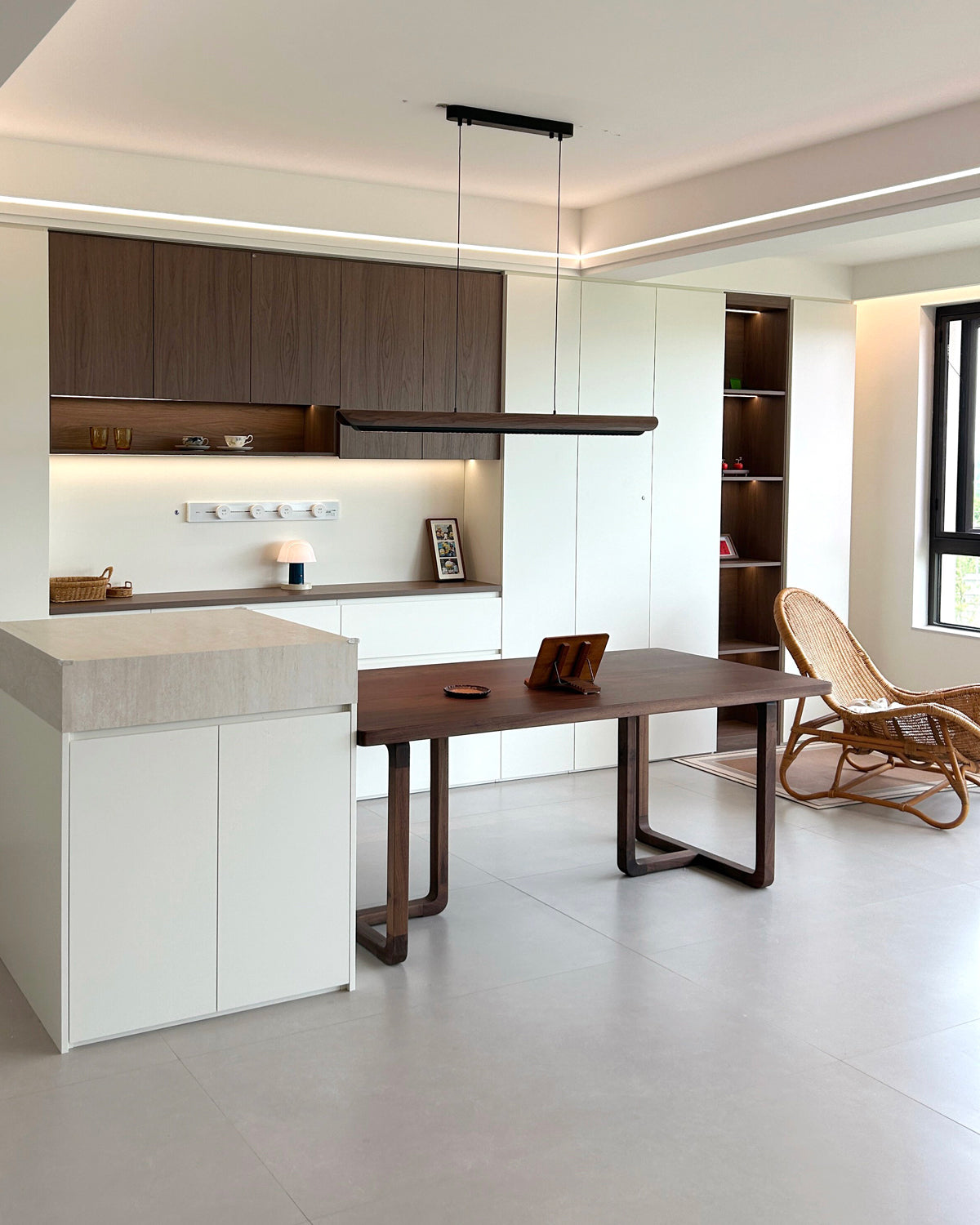 WOMO Walnut Moon watching Linear Pendant Light - WM3289