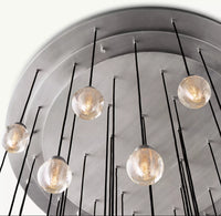 WOMO Ribbed Glass Globe Round Pendant Chandelier - Pearl