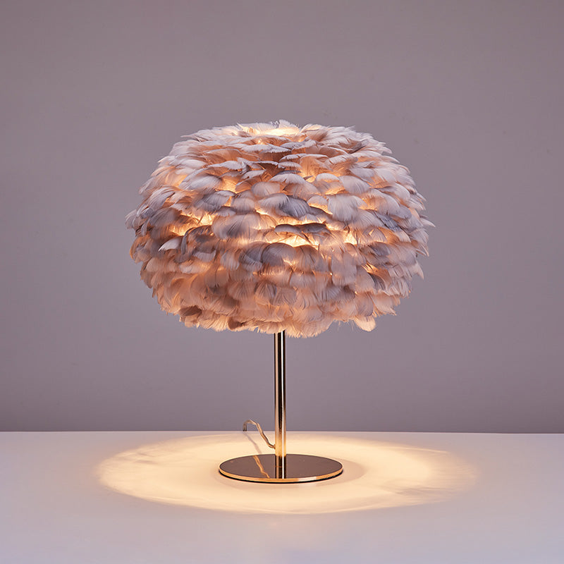 WOMO Pretty Round Feather Table Night Lamp-WM8038