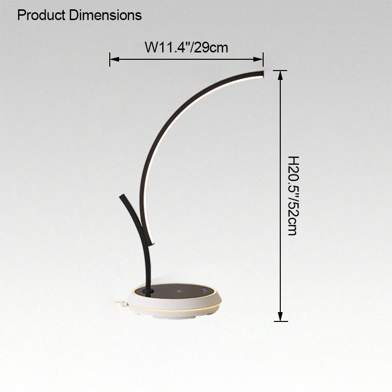 WOMO Dimmable Touch Arc Desk Lamp with Wireless Charger-WM8041