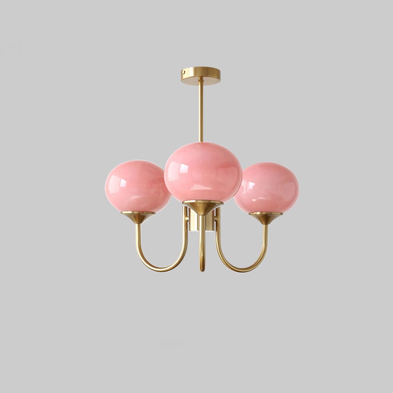 WOMO Pink Glass Globe Arm Chandelier-WM2052