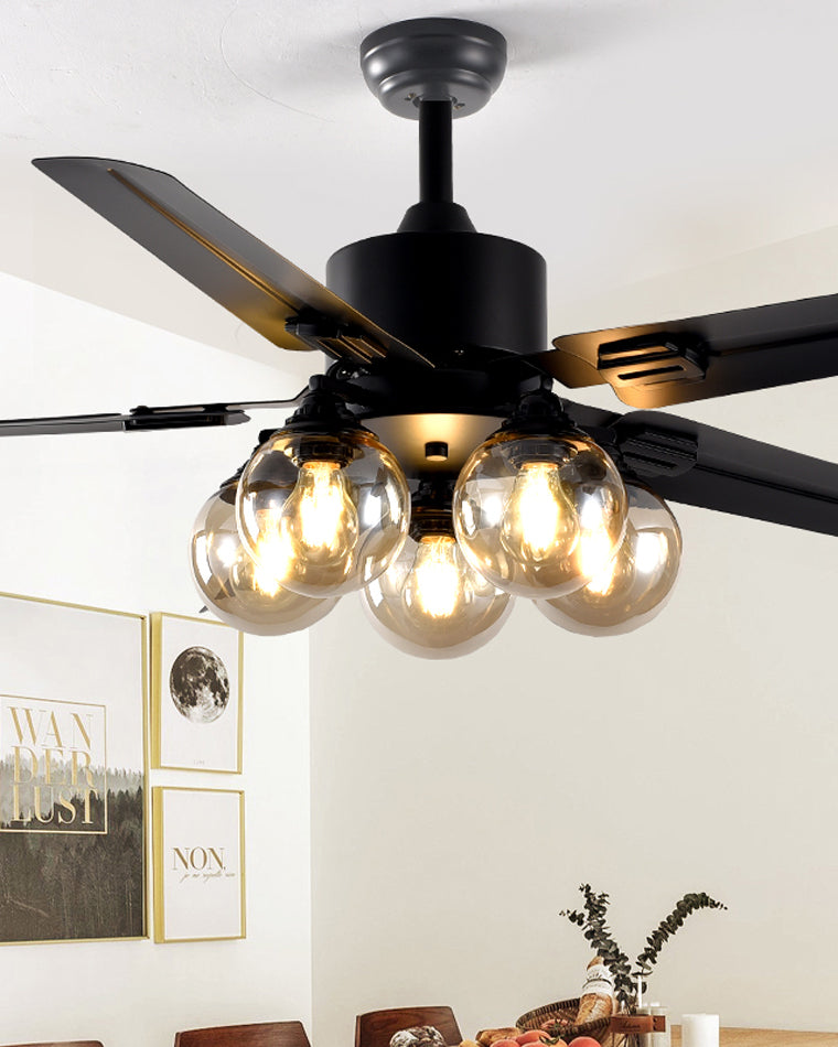 WOMO Glass Globe Ceiling Fan Chandelier-WM5009