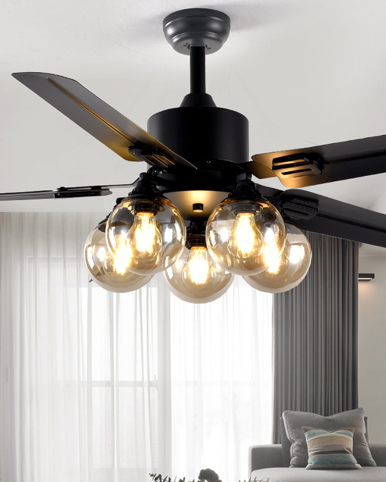 WOMO Glass Globe Ceiling Fan Chandelier-WM5009