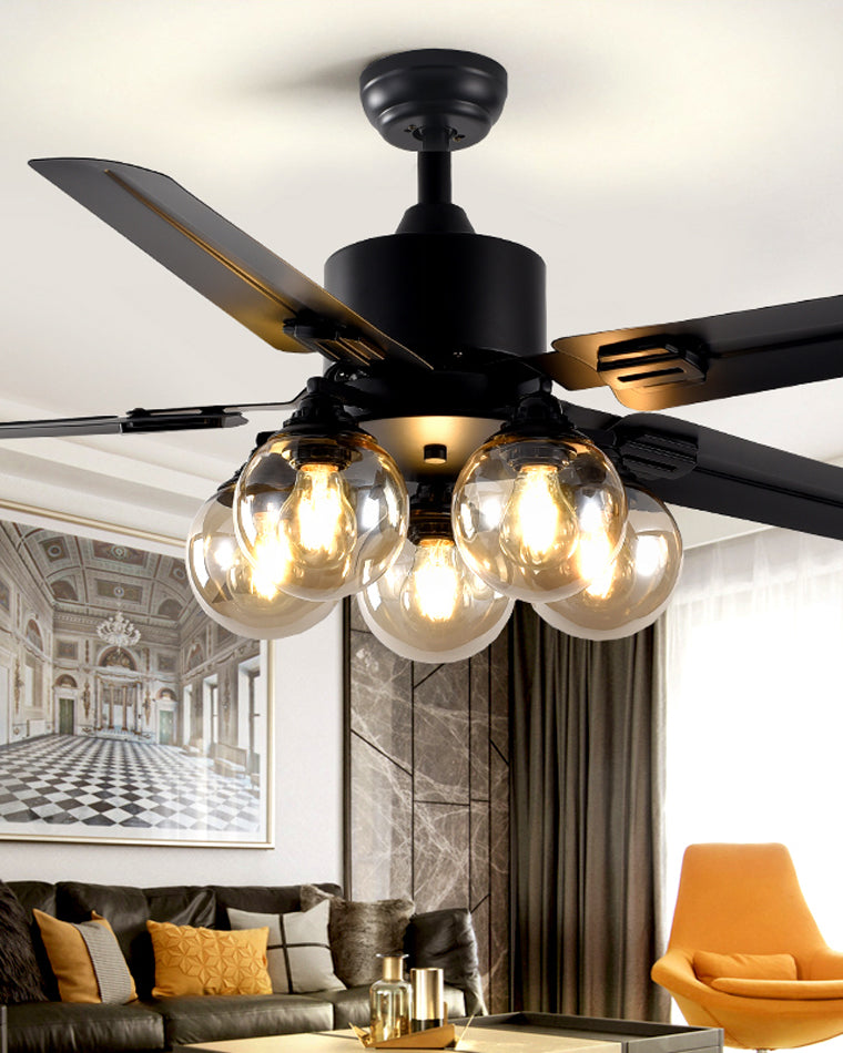 WOMO Glass Globe Ceiling Fan Chandelier-WM5009