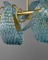 WOMO Peacock Blue Art Glass Linear Chandelier-WM2213c