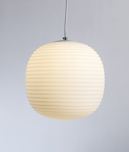 WOMO Lantern Ribbed Milk Glass Pendant Light-WM2676