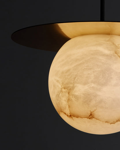 WOMO Disc Globe Alabaster Pendant Light-WM2836