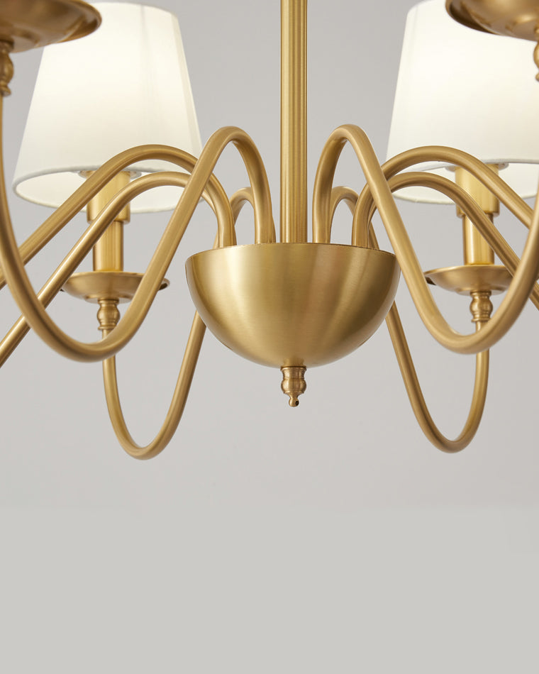 WOMO Gold Fabric Shaded Chandelier-WM2951