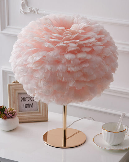 WOMO Pretty Round Feather Table Night Lamp-WM8038