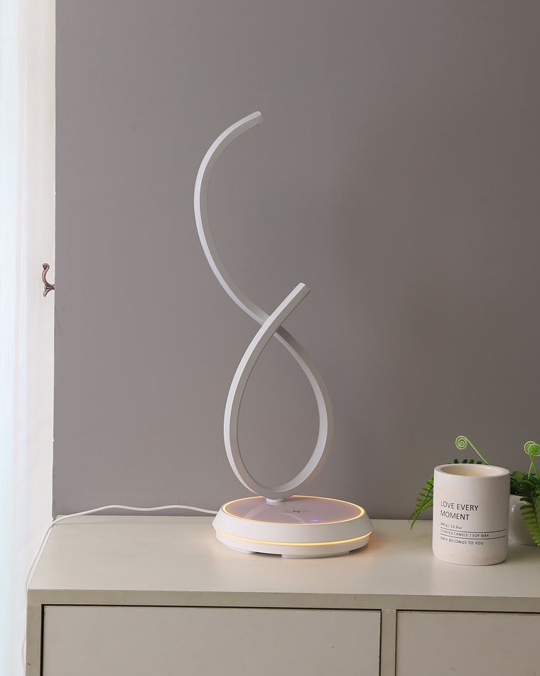 WOMO Dimmable Infinity Sculptural Table Lamp with Wireless Charger-WM8043