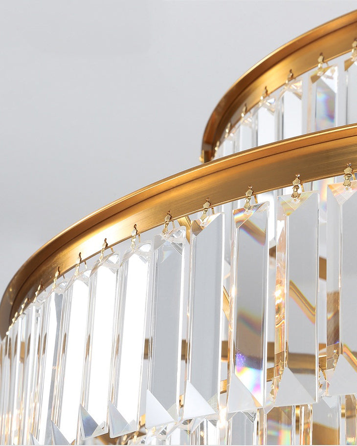 WOMO Tiered Gold Crystal Prism Chandelier-WM2653