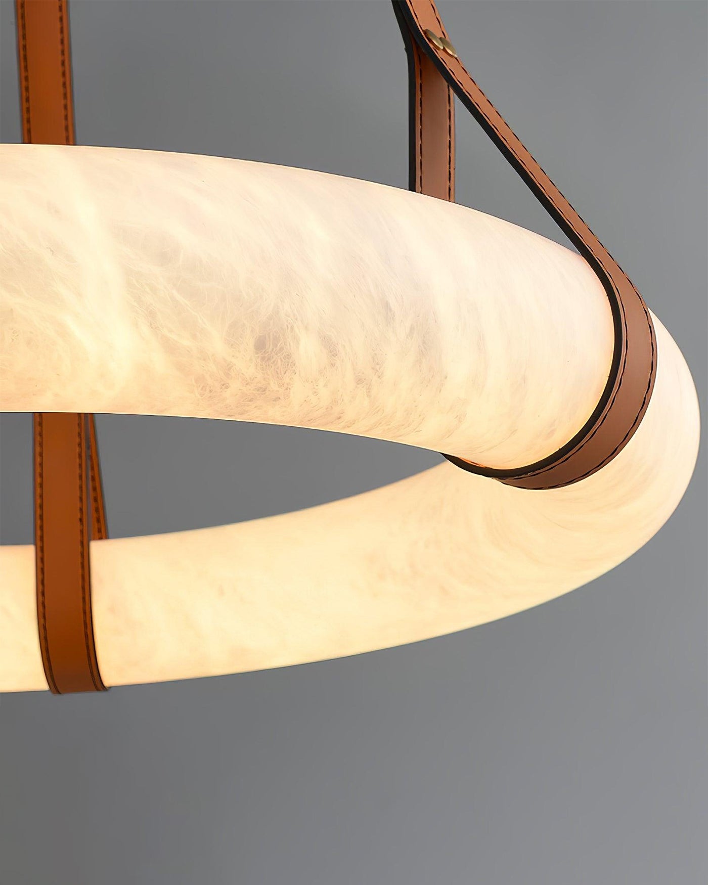 WOMO Alabaster Circular Leather Chandelier-WM2875