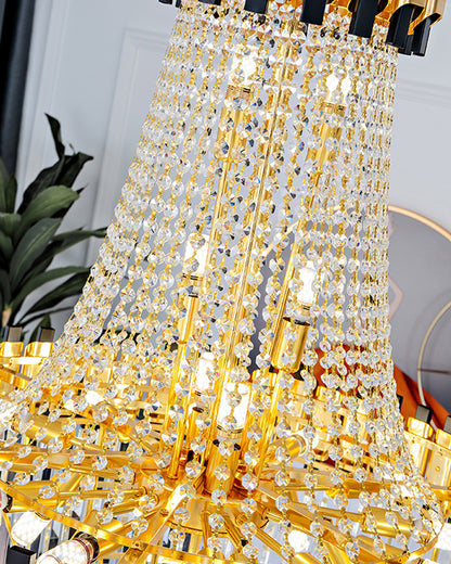 WOMO Tiered Gold Crystal Chandelier-WM2745