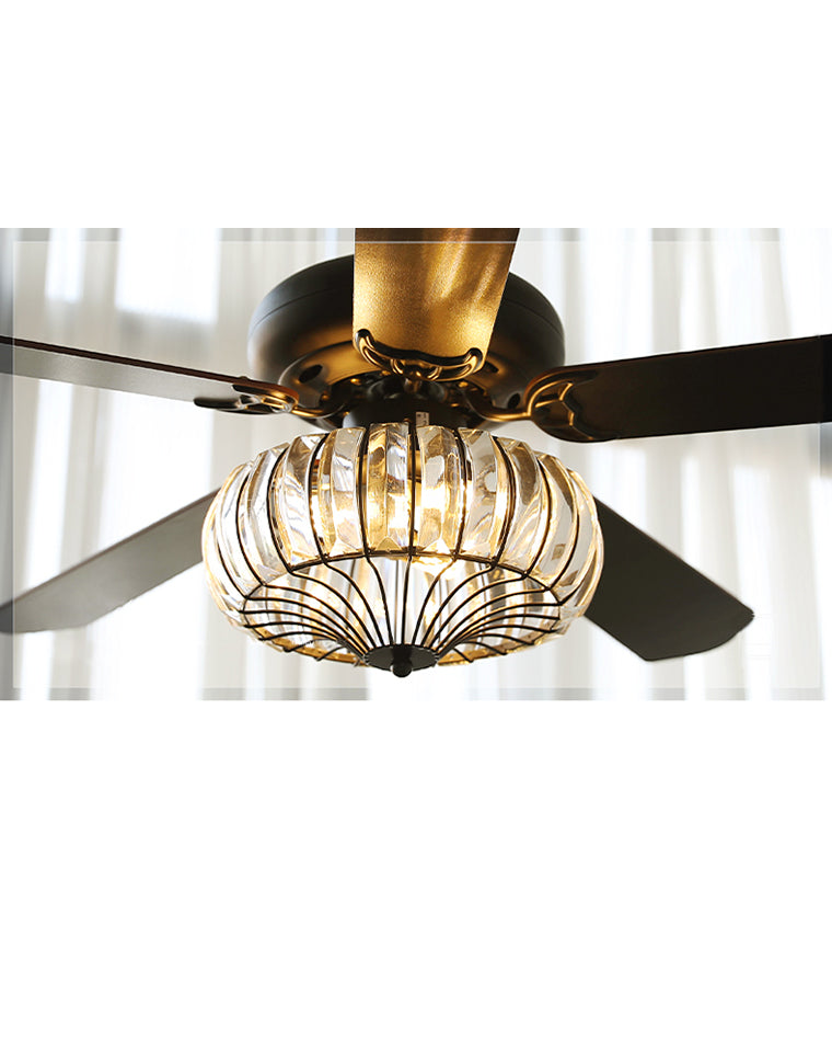 WOMO  Vintage Crystal Ceiling Fan Lamp-WM5122