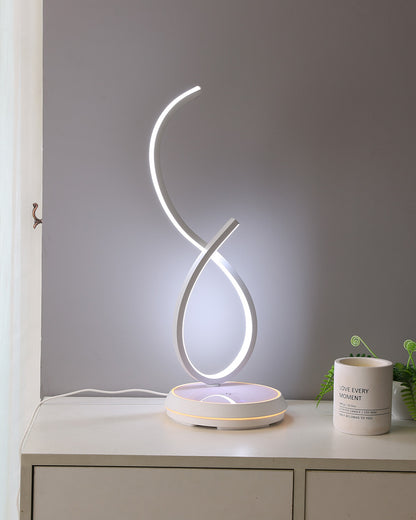 WOMO Dimmable Infinity Sculptural Table Lamp with Wireless Charger-WM8043