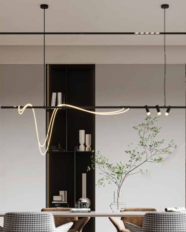 WOMO Eclectic Black Linear Led Chandelier-WM2287