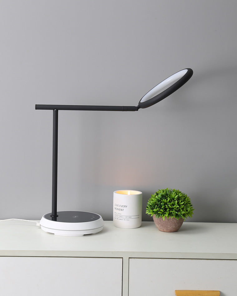 WOMO Dimmable Touch Round Desk Lamp with Wireless Charger-WM8042