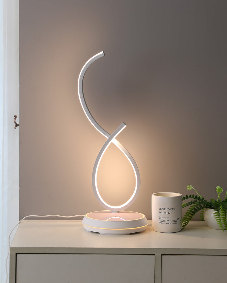 WOMO Dimmable Infinity Sculptural Table Lamp with Wireless Charger-WM8043