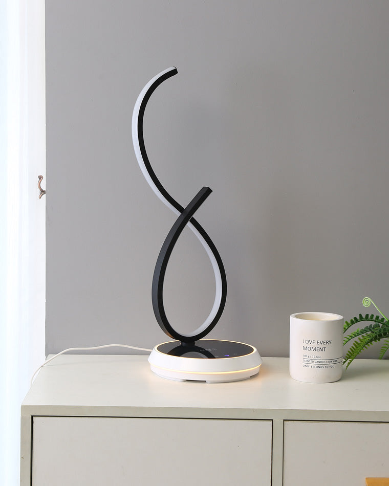 WOMO Dimmable Infinity Sculptural Table Lamp with Wireless Charger-WM8043