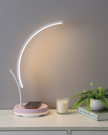 WOMO Dimmable Touch Arc Desk Lamp with Wireless Charger-WM8041