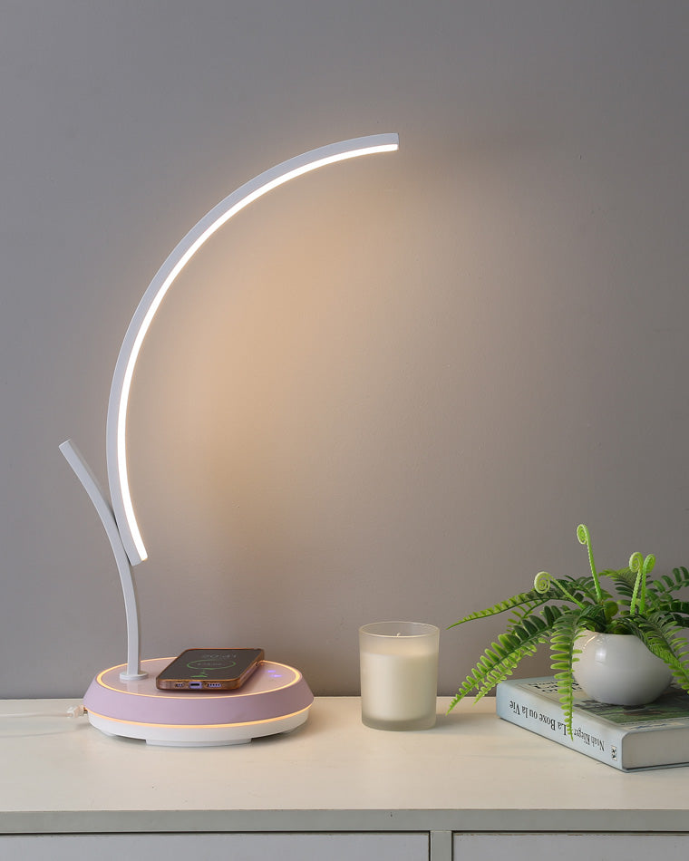 WOMO Dimmable Touch Arc Desk Lamp with Wireless Charger-WM8041