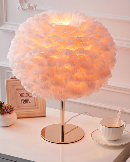 WOMO Pretty Round Feather Table Night Lamp-WM8038