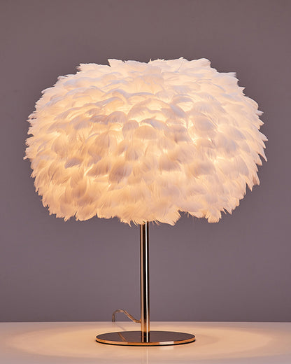 WOMO Pretty Round Feather Table Night Lamp-WM8038