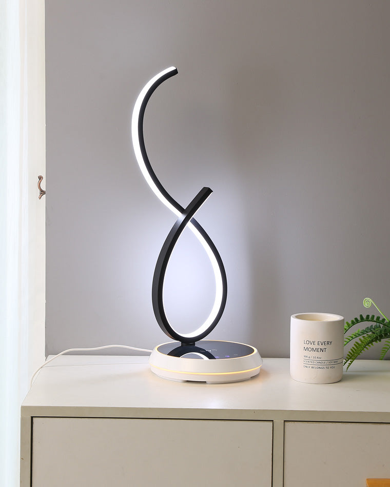 WOMO Dimmable Infinity Sculptural Table Lamp with Wireless Charger-WM8043