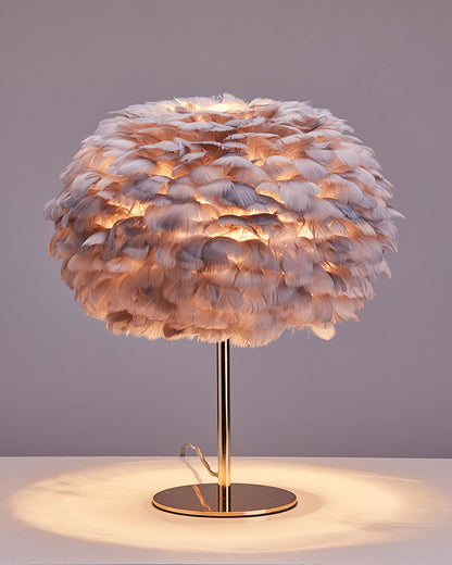 WOMO Pretty Round Feather Table Night Lamp-WM8038