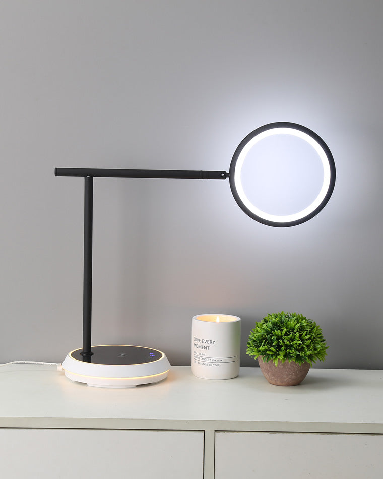 WOMO Dimmable Touch Round Desk Lamp with Wireless Charger-WM8042