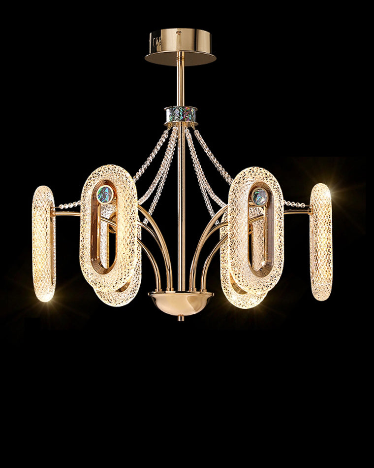 WOMO Rose Gold Long Oval Chandelier-WM2402