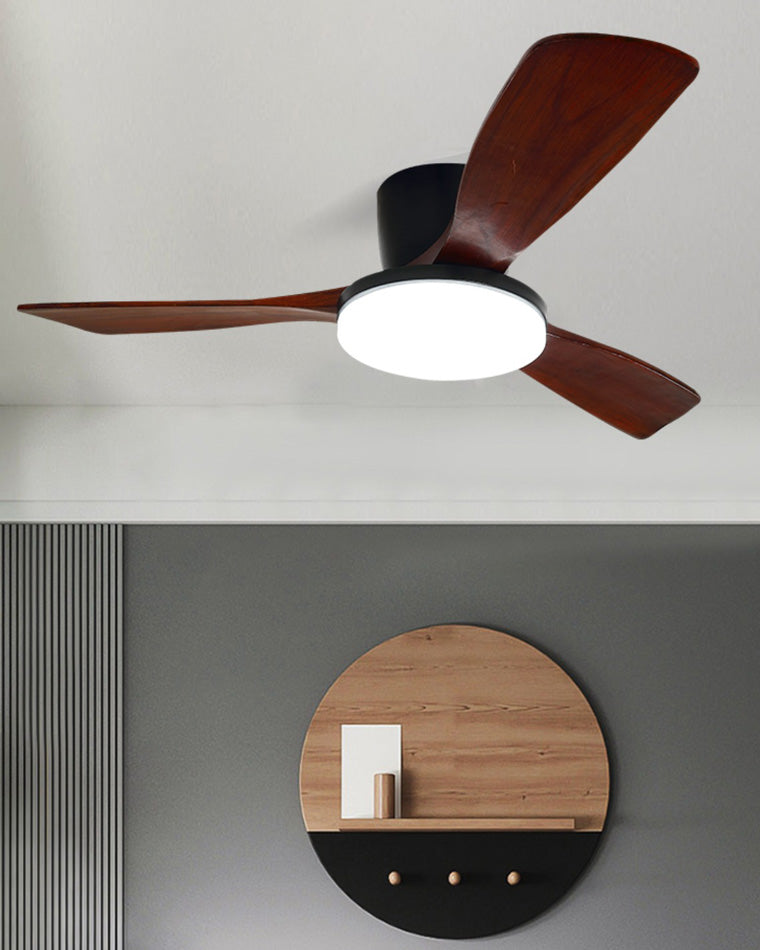 WOMO 3 Wood Blade Low Profile Ceiling Fan Lamp-WM5058