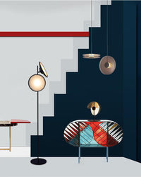 WOMO 2-bulb Moons Reading Floor Lamp-WM7076