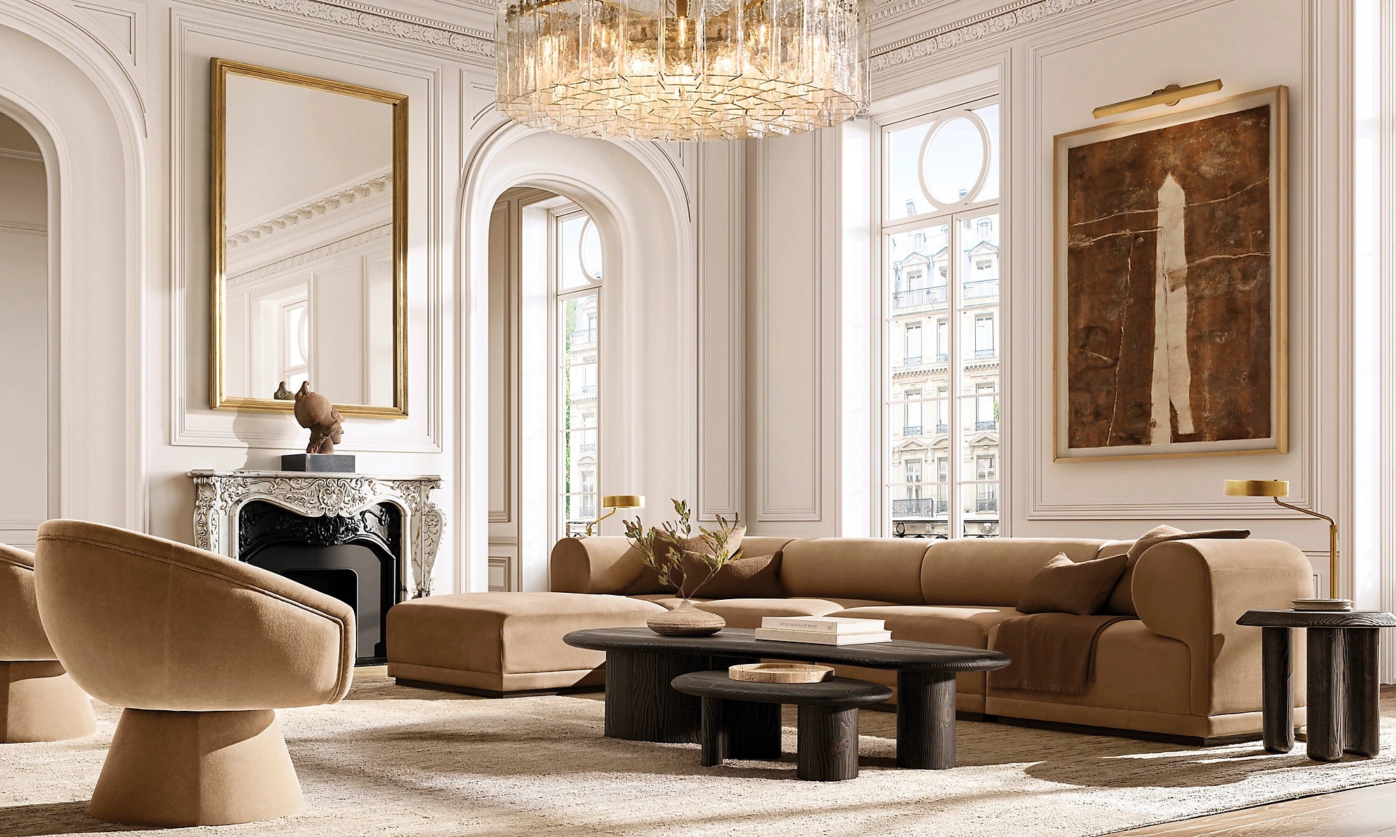 WOMO Clear Hammered Glass Round Chandelier - Lattice