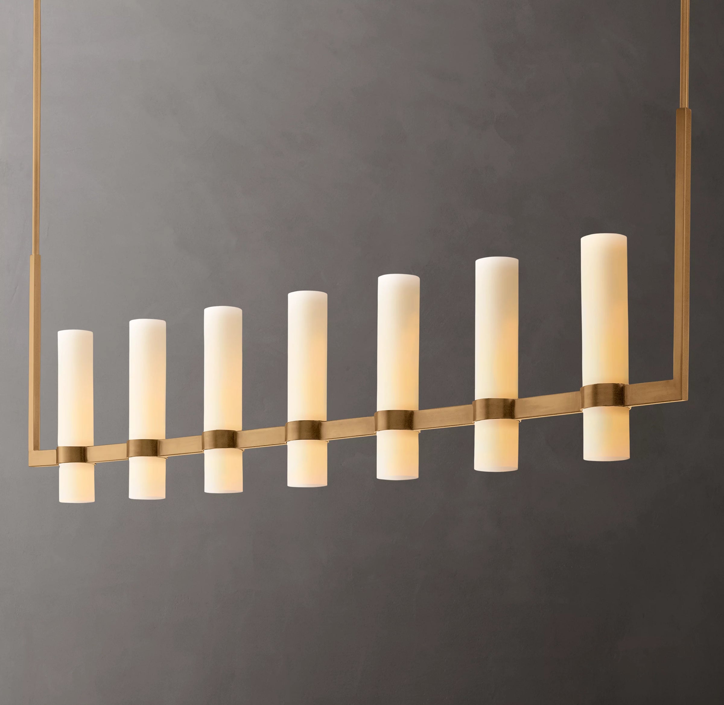 WOMO Cylindrical Milk Glass Linear Chandelier - Ravelle
