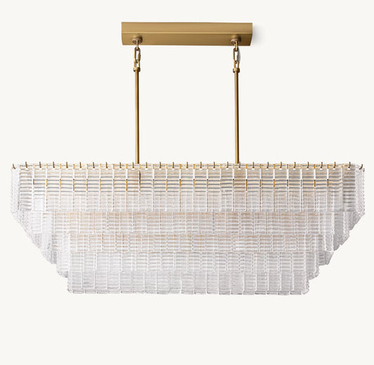 WOMO Ribbed Glass Rectangular Chandelier - Sirene