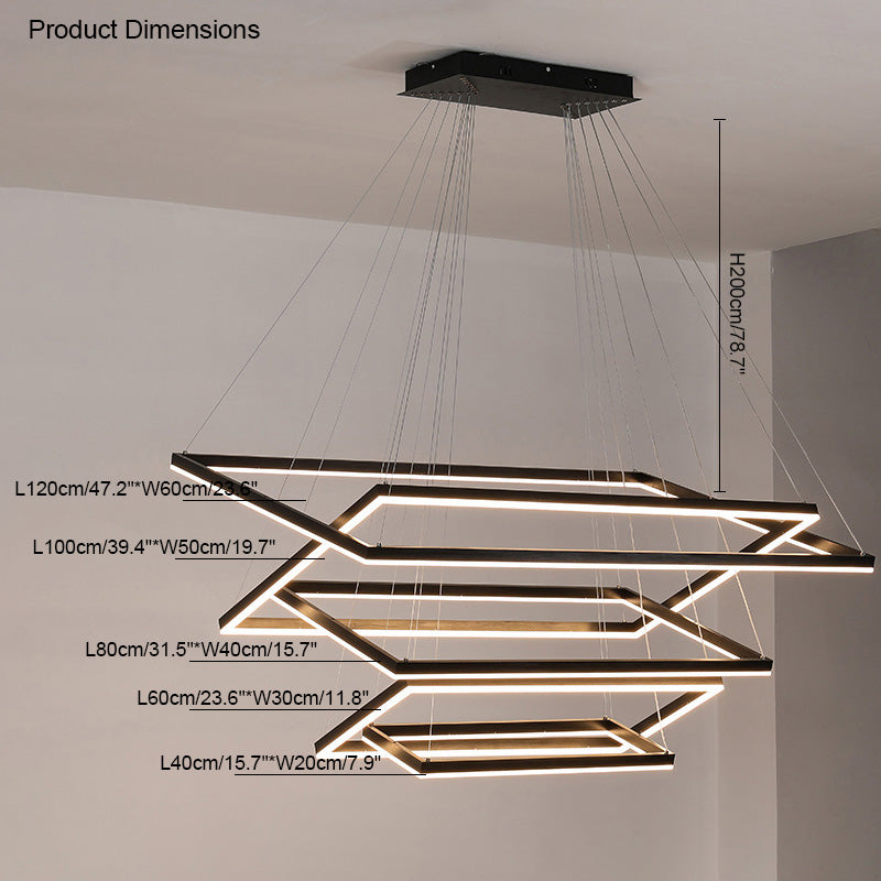 WOMO Tiered Rectangular LED Chandelier-WM2120
