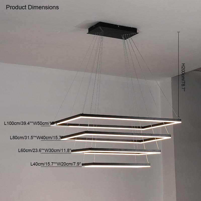 WOMO Tiered Rectangular LED Chandelier-WM2120
