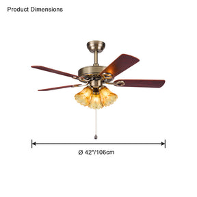 WOMO 42"/52" Ceiling Fan Chandelier with Pull Chain-WM5018