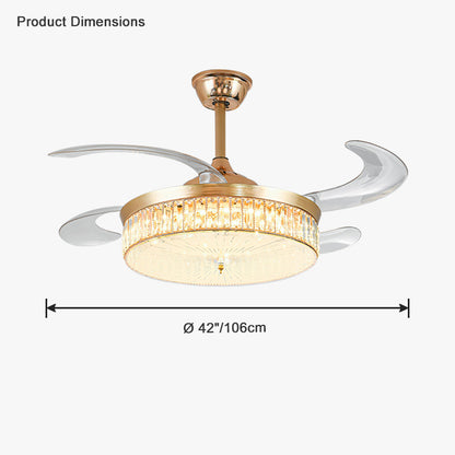 WOMO Crystal Retractable Ceiling Fan Chandelier-WM5036