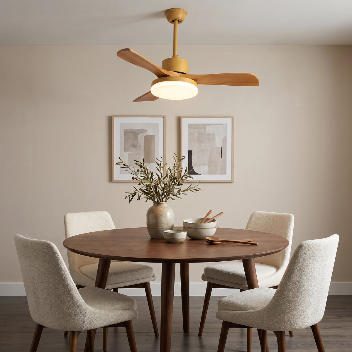 WOMO Scandi Reversible Ceiling Fan With Dimmable Light By Remote-WM5002