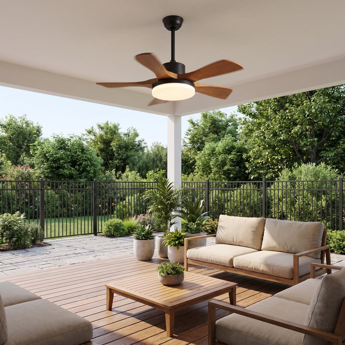 WOMO Scandi Reversible Ceiling Fan With Dimmable Light By Remote-WM5002