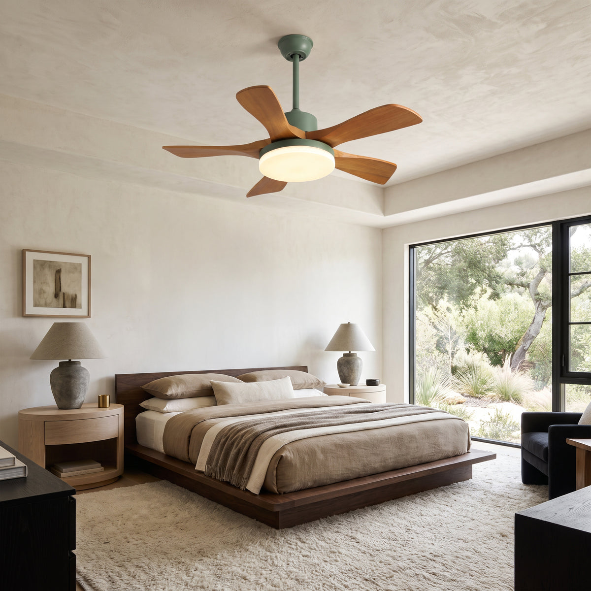 WOMO Scandi Reversible Ceiling Fan With Dimmable Light By Remote-WM5002