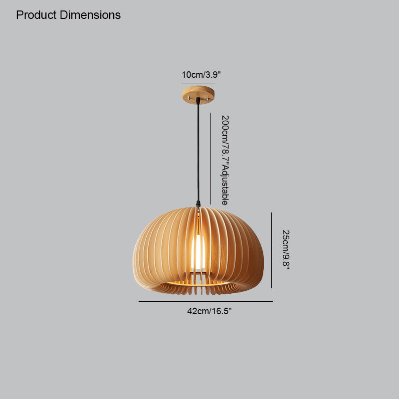 WOMO Pumpkin Wood Pendant Light-WM2105