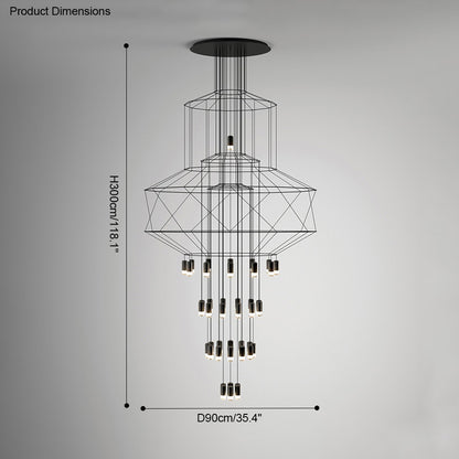 WOMO Wire Tiered Sculptural Chandelier-WM2066