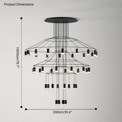 WOMO Wire Tiered Sculptural Chandelier-WM2066