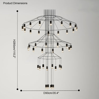 WOMO Wire Tiered Sculptural Chandelier-WM2066