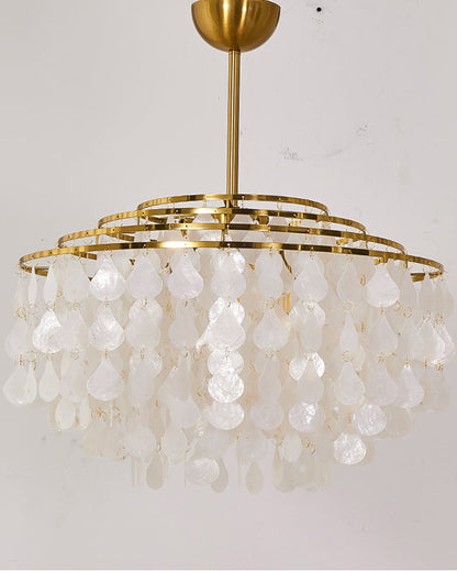 WOMO Tiered Capiz Round Chandelier-WM2346