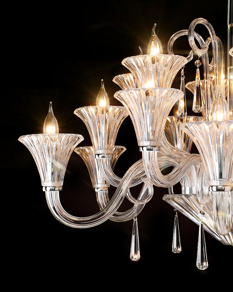 WOMO Tiered Candelabra Glass Chandelier-WM2400